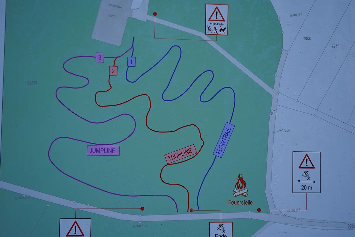 Man sieht ein Teil der Infotafel mit den Wegen drauf. 